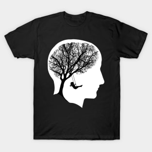 Tree branches brain person silhouette, trees, tree, branches, skull, brain, Mental Health Matters, Depression, Anxiety, Mental Iliness T-Shirt